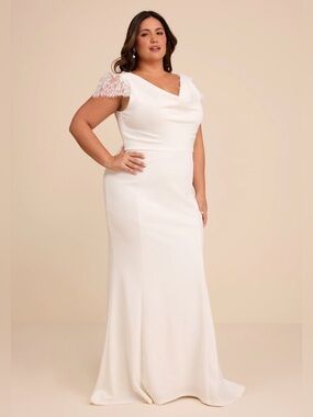 Lulus Forever Beloved White Lace Cap Sleeve Mermaid Maxi Dress 1X NWT